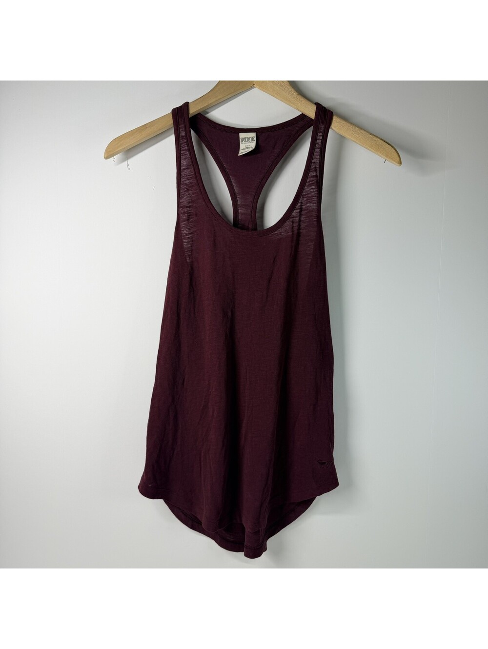 Victoria’s Secret PINK Tank Top Small Petite Burgundy Racerback Relaxed Fit